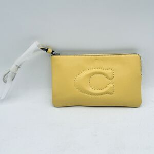 Coach CR392 Large Corner Zip Wristlet Daisy Yellow Smooth Leather $168 NWI